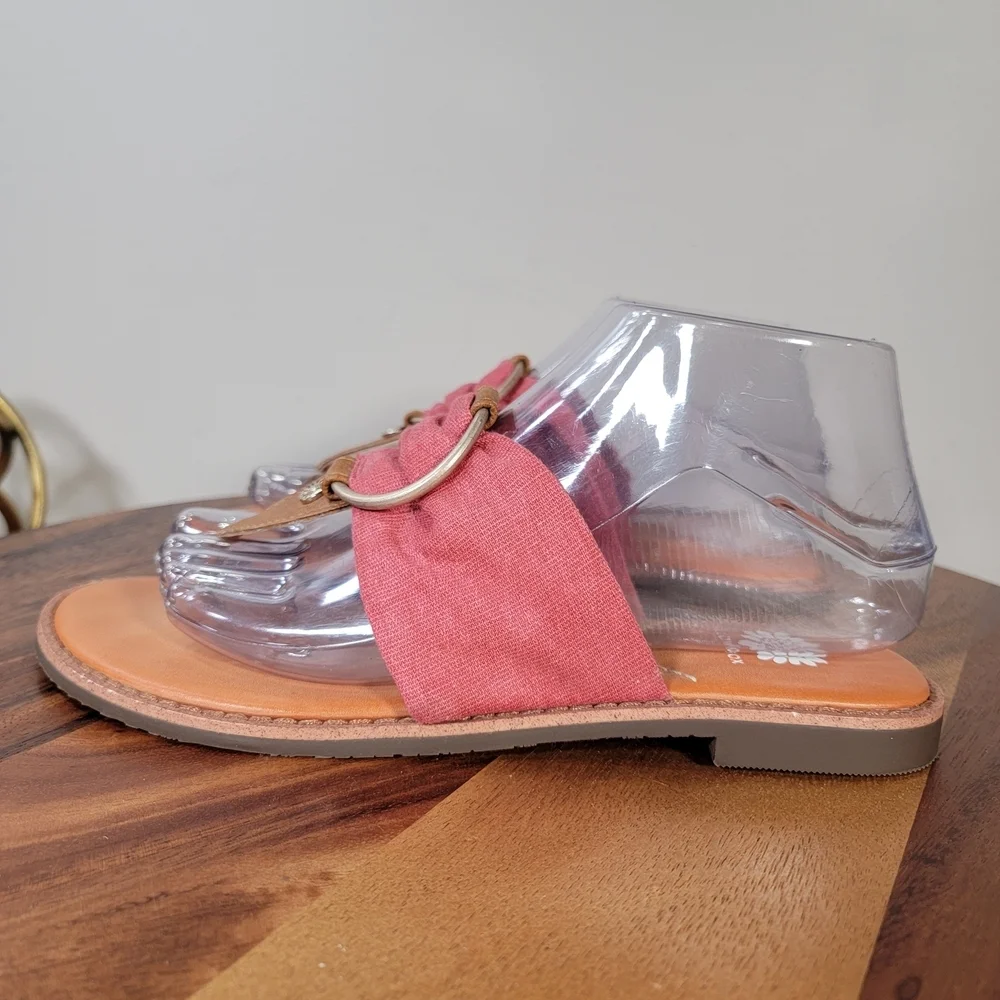 Yellow Box Pink Sandals Size 8 Fabric Thong Flats - Picture 6 of 16